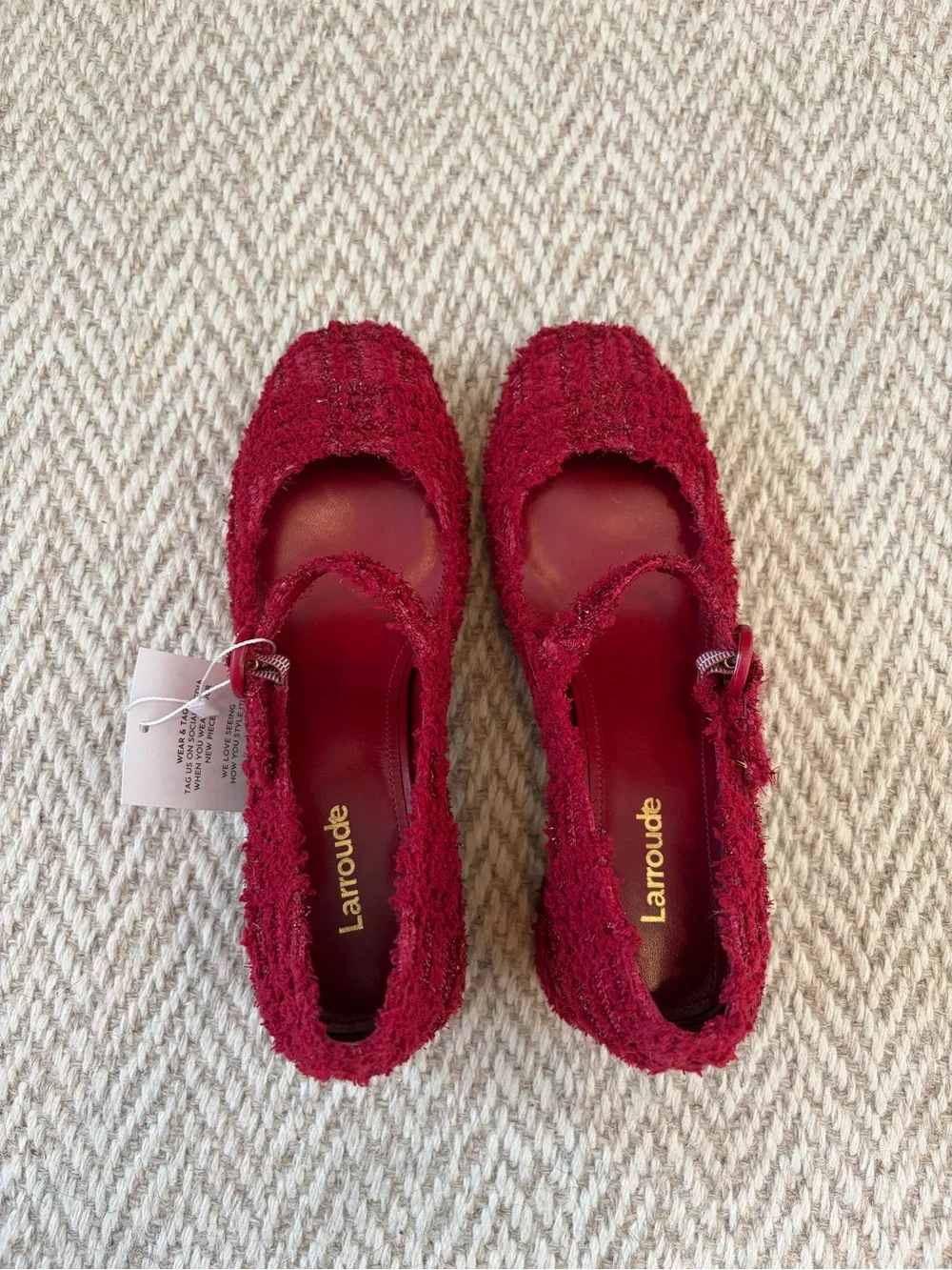 NWT Larroudé Women's Red Mary Jane Pumps | Size 6.5